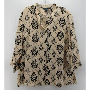 St Tropez West Top 1X Plus Linen Blouse Paisley Lagenlook Knit NEW